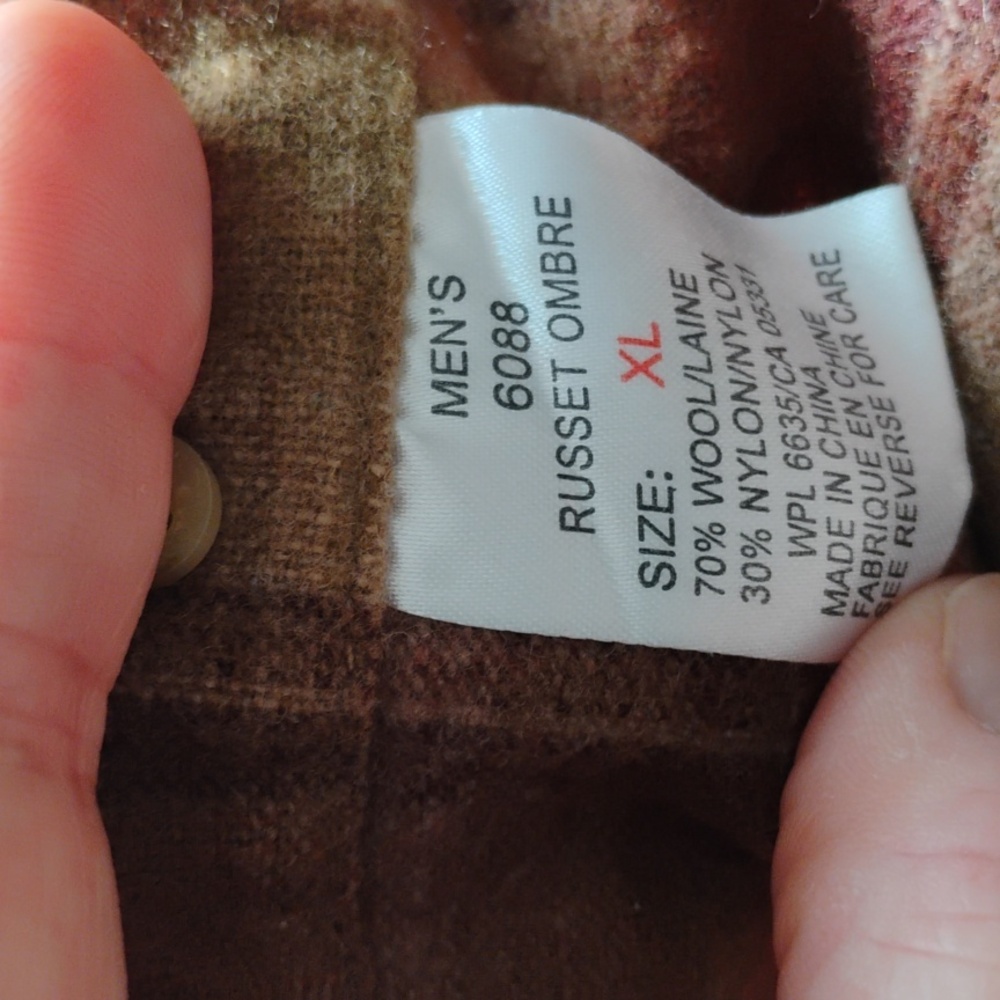 🍂 Woolrich Plaid   OMBRE Autumn Tones SHIRT WOOL BLEND EUC Sz L/XL